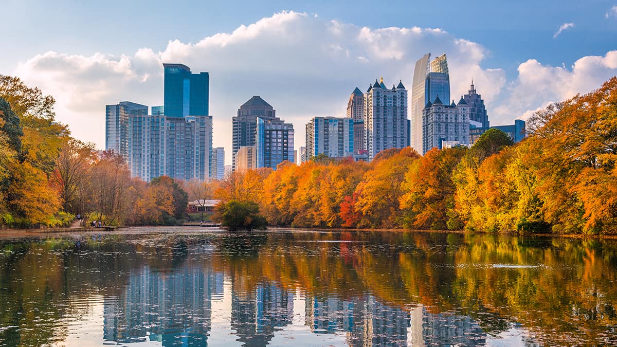 Buying a Home in 11 Days! Single Mom Becomes Atlanta Homeowner - Ep. 273 1 Skyline of Atlanta, GA during fall — representing a first-time homebuyer achieving homeownership in the Atlanta area.